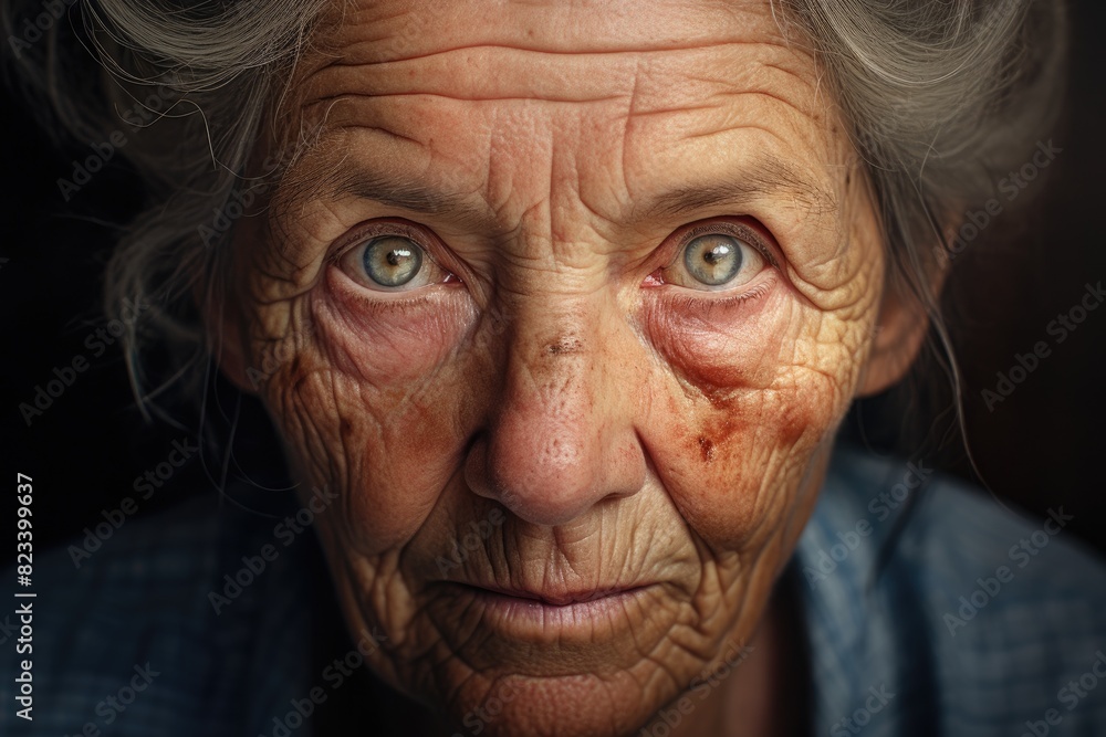 Closeup portrait of old woman happy looking in camera Closeup portrait of old woman happy looking in camera
