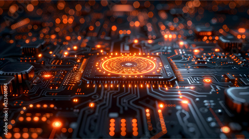 Business Technology: A background with tech-related elements like circuit boards, binary codes, and futuristic visuals. 