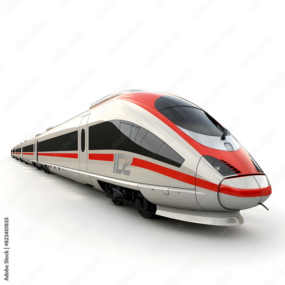 Fototapeta premium High speed modern train in a white background