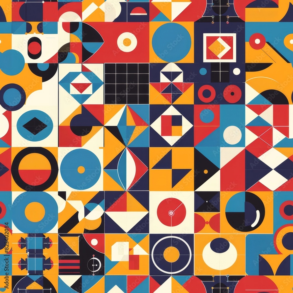 Vibrant Geometric Abstract Pattern with Retro Influence Vibrant Geometric Abstract Pattern with Retro Influence