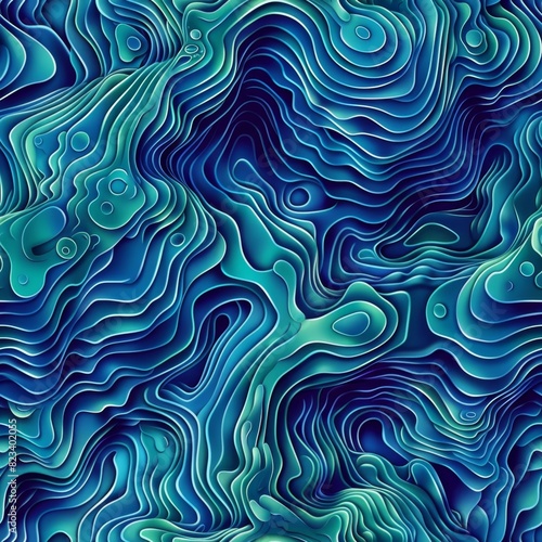 Abstract Blue Topographic Map Vector Illustration