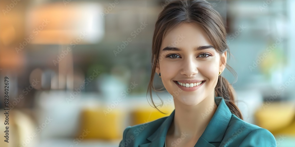 Confident businesswoman in formal attire smiling in modern corporate office space. Concept Corporate Portraits, Professional Headshots, Modern Office Setting, Confident Businesswoman, Formal Attire Confident businesswoman in formal attire smiling in modern corporate office space. Concept Corporate Portraits, Professional Headshots, Modern Office Setting, Confident Businesswoman, Formal Attire