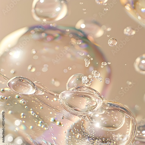 Luxurious Skin Care Essence in Iridescent Bubbles Elevating Beauty Rituals