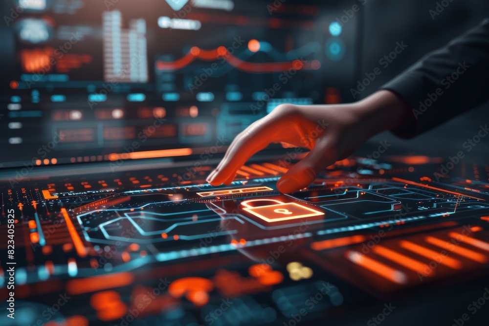 High tech digital environment with secure online transactions and advanced data protection, displayed on a modern interface. High tech digital environment with secure online transactions and advanced data protection, displayed on a modern interface.
