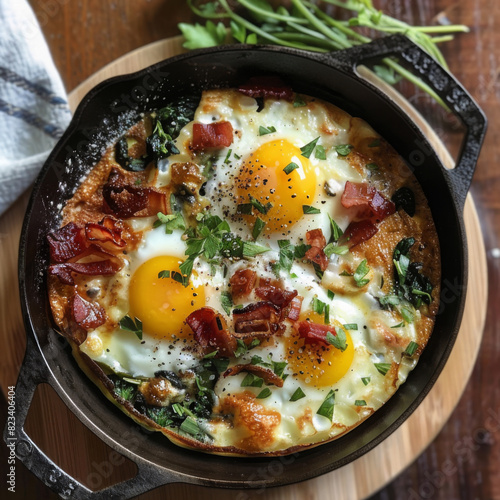 delicious breakfast with fried eggs