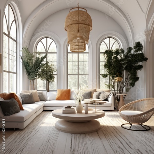 Interior of modern living room. Elegant Minimalist  Living Room. Beautiful and large living room interior. Interior of a bright living room. © John Martin