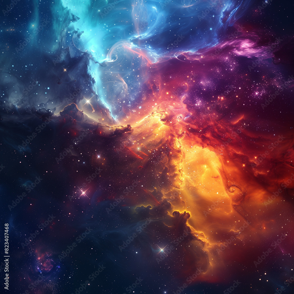 Fototapeta premium Nebula and galaxies in space. Abstract cosmos background
