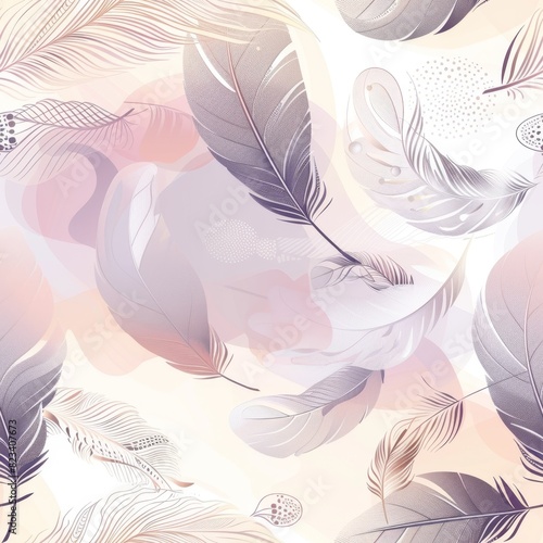 Elegant Pastel Feathers Pattern Design for Trendy Backgrounds