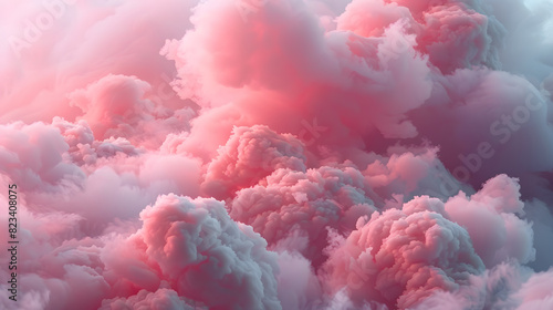 Dreamy pink and white clouds illuminated with a soft glow, perfect for serene backdrops