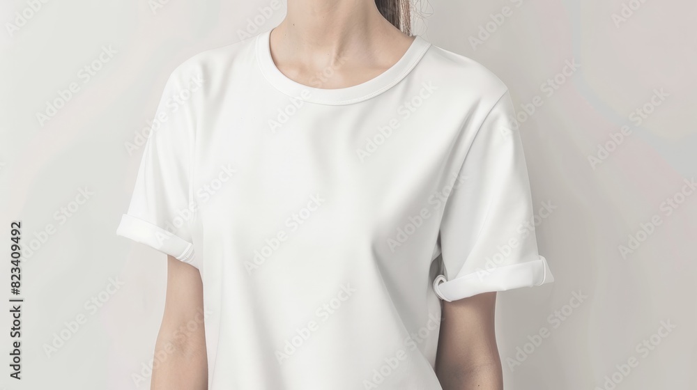 Aesthetic Minimalist White T-Shirt Mockup, Cotton Tee with Text Insertion Aesthetic Minimalist White T-Shirt Mockup, Cotton Tee with Text Insertion