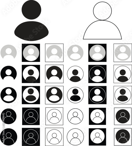 Avatars, user profiles, person flat styles icons Set. Suitable for social media profiles, screensavers and as template. Gender neutral silhouettes, profile pictures isolated on Transparent background.