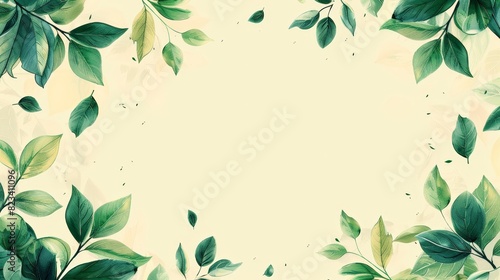 Green Leaf Pattern with Text Space