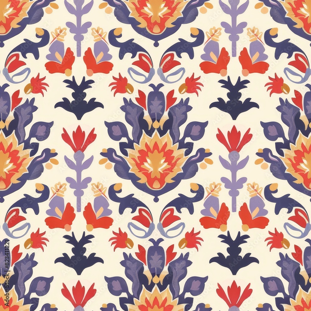 Ornate Floral Pattern with Symmetrical Nature Design Ornate Floral Pattern with Symmetrical Nature Design