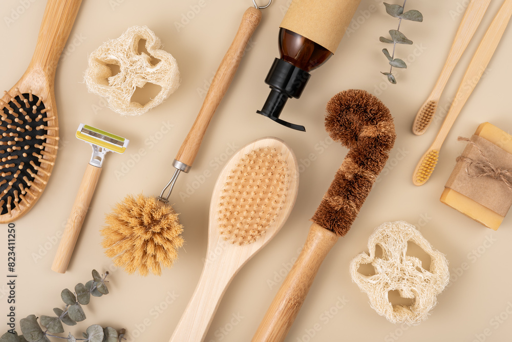 A collection of eco friendly personal care items A collection of eco friendly personal care items