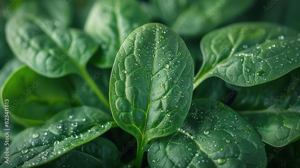 Macro photography of fresh spinach Macro photography of fresh spinach
