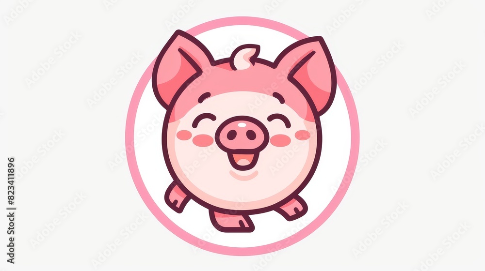 Polaroid logo illustration of a little cartoon baby pig in a round frame with a happy smile. Modern logo illustration of a little cartoon pig. Polaroid logo illustration of a little cartoon baby pig in a round frame with a happy smile. Modern logo illustration of a little cartoon pig.