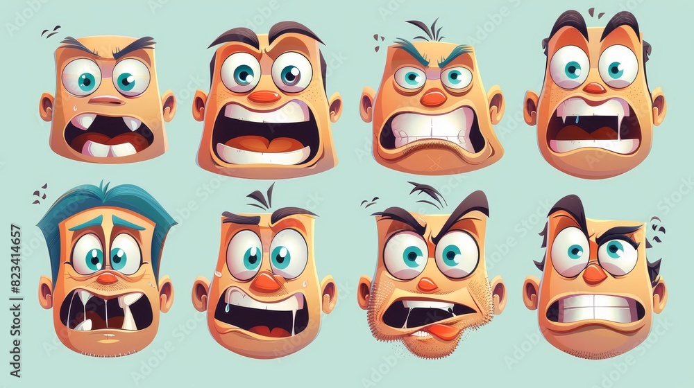 Classic retro cartoon faces and emotional expressions! Illustration in modern format. Classic retro cartoon faces and emotional expressions! Illustration in modern format.