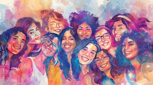A watercolor illustration by Stock AI celebrating International Women's Day