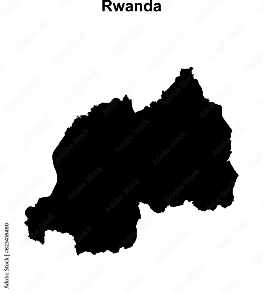 Rwanda blank outline map design