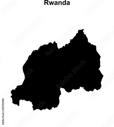 Rwanda blank outline map design