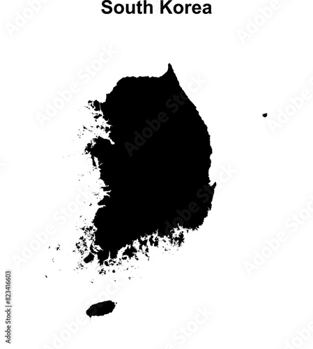 South Korea blank outline map design