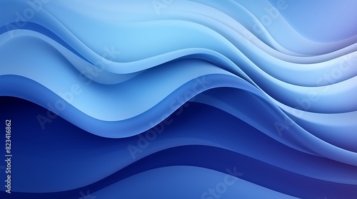 Abstract blue color wave curl strip paper long horizontal background,