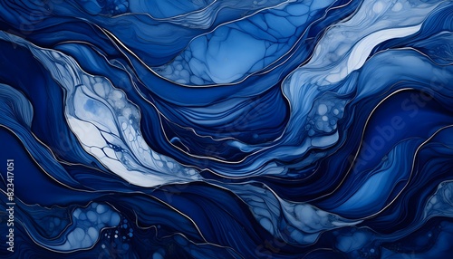 Artistic hand painted multi layered dark blue background
 photo