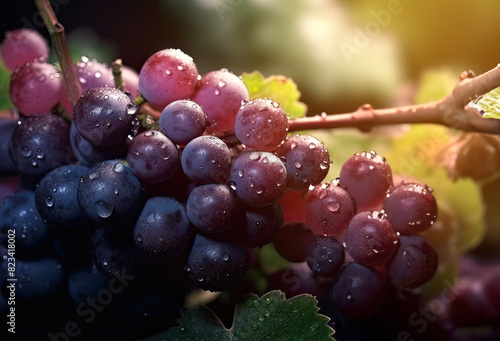 Piles of delicious fresh juicy seedless red grapes background photo