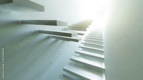 Floating staircases that ascend and descend into infinity, with no clear beginning or end. 
