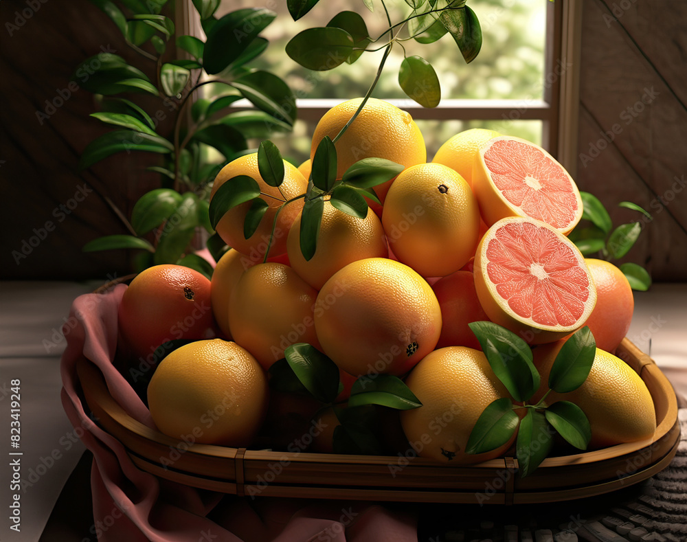 Ripe yellow grapefruit on orchard tree branch Ripe yellow grapefruit on orchard tree branch