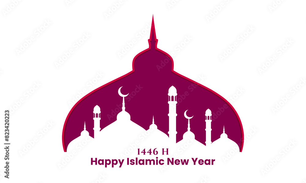 New Hijri year islamic greeting design. Happy islamic new year celebration template. Vector illustration New Hijri year islamic greeting design. Happy islamic new year celebration template. Vector illustration