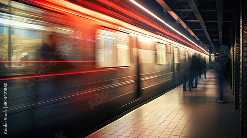 motion blurred subway interior