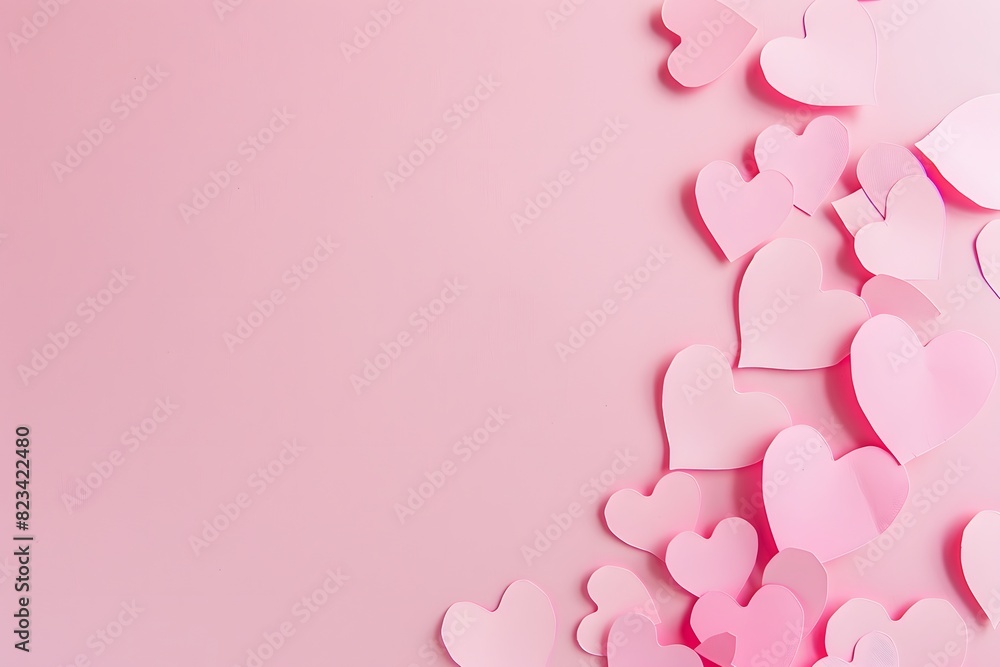 Pink Paper Hearts on Pink Background with Copy Space Pink Paper Hearts on Pink Background with Copy Space