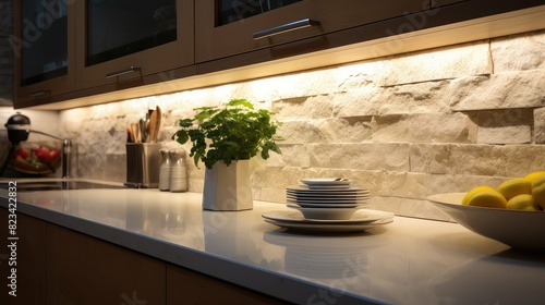 recessed light kitchen counter photo