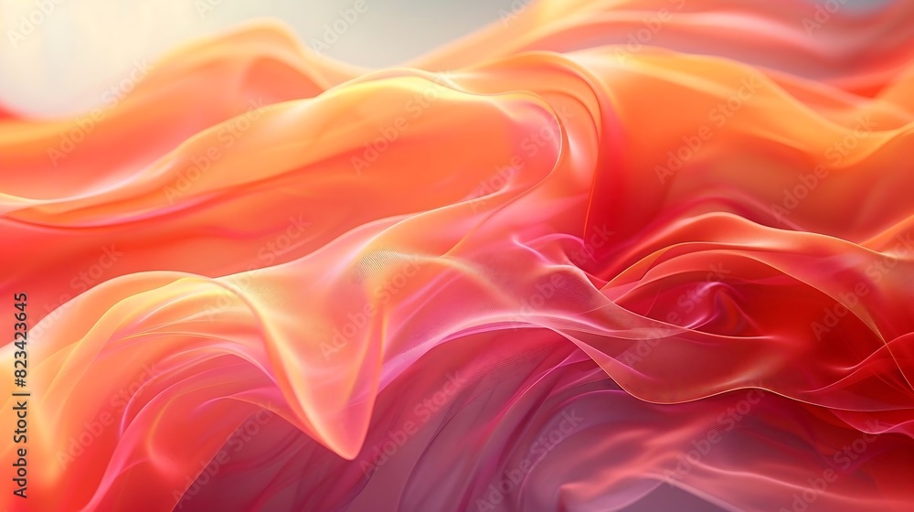Obraz premium Abstract flowing silk waves in warm orange and red tones create a marketing background.