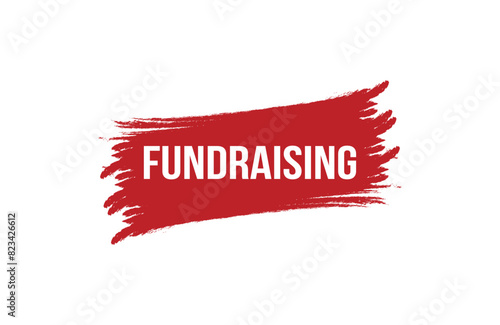 Brush style fundraising red banner design on white background.