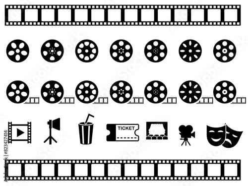 Movie film vector icon collection
