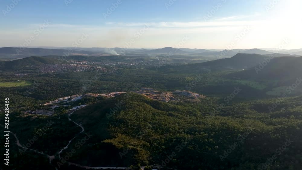 Pirenopolis in Goias, Brazil. Aerial view during sunset.
