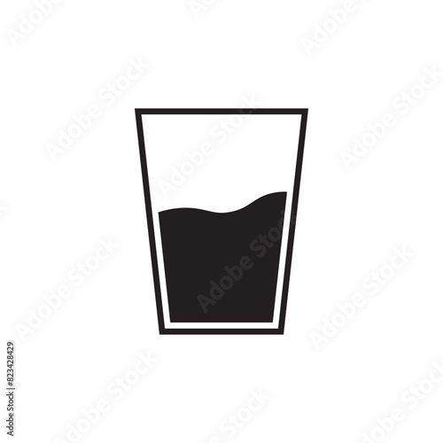 Flat glass of water icon symbol vector Illustration.