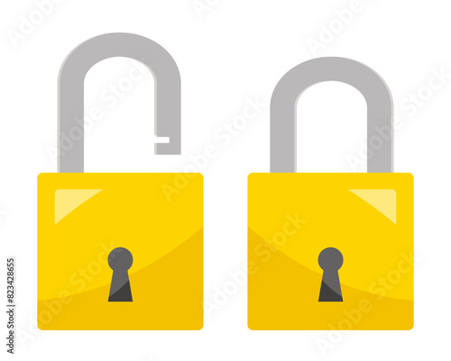 lock logo set vector icon in yellow colour