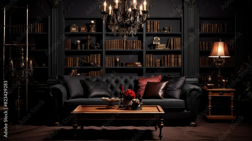 charcoal living room dark