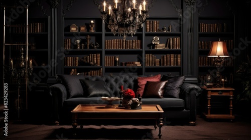 charcoal living room dark