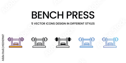 Bench Press Icons different style vector stock illustration