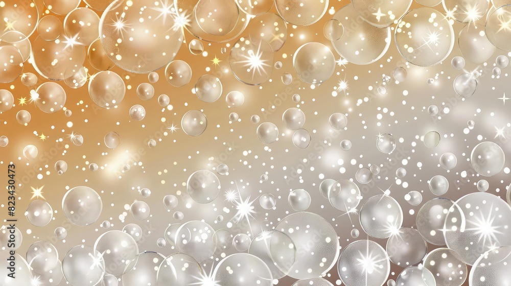 A festive shinny background with shinny pearl and bubbles isolated on golden background A festive shinny background with shinny pearl and bubbles isolated on golden background