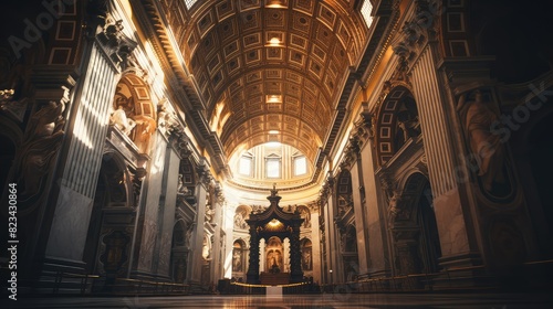 ceiling blurred st. peters basilica interior photo