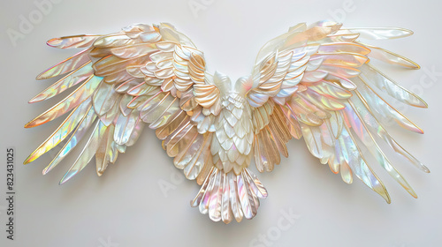 Bird wings iridescent white background lightweight accessories