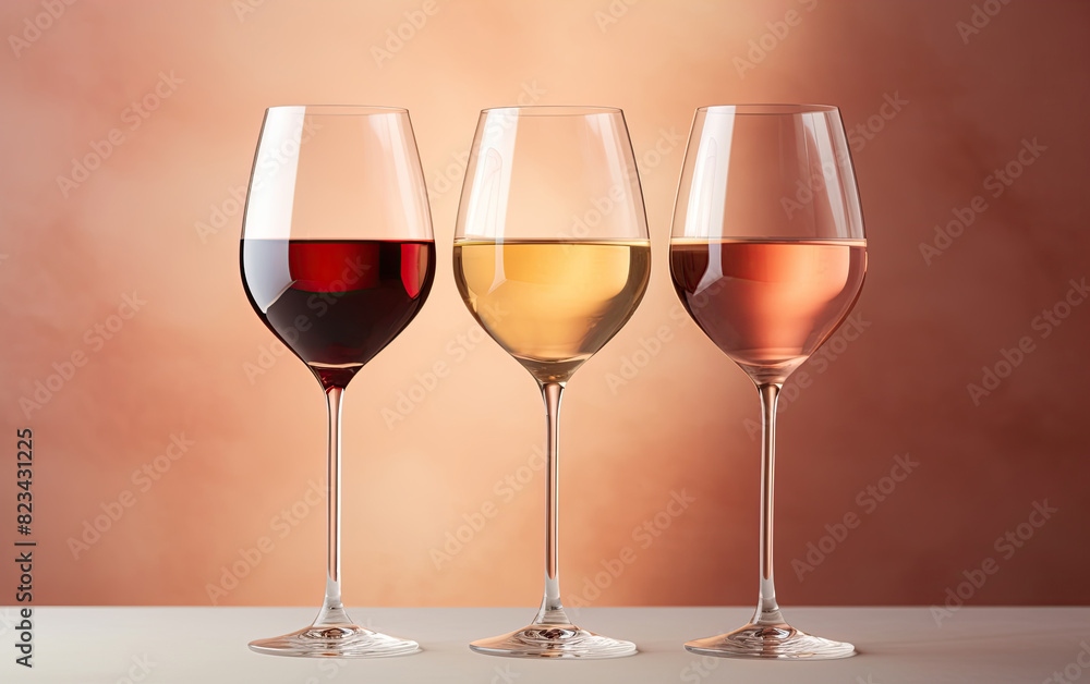 Wine glasses in a row. Ai generative Wine glasses in a row. Ai generative