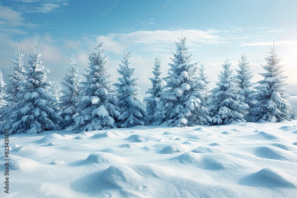 custom made wallpaper toronto digitalWinter christmas background with trees covered by snow free text Copy Space