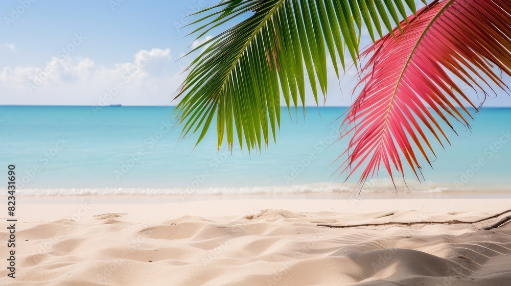 Obraz premium beach palm leaves pink