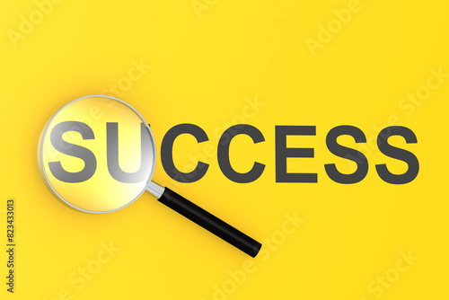 Success word under the magnifying glass